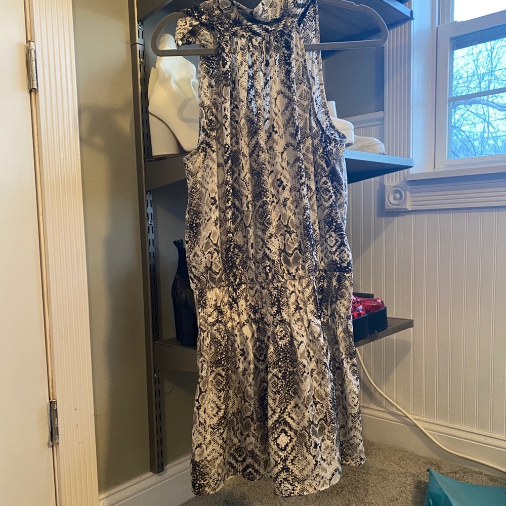 Hi neck snake skin dress